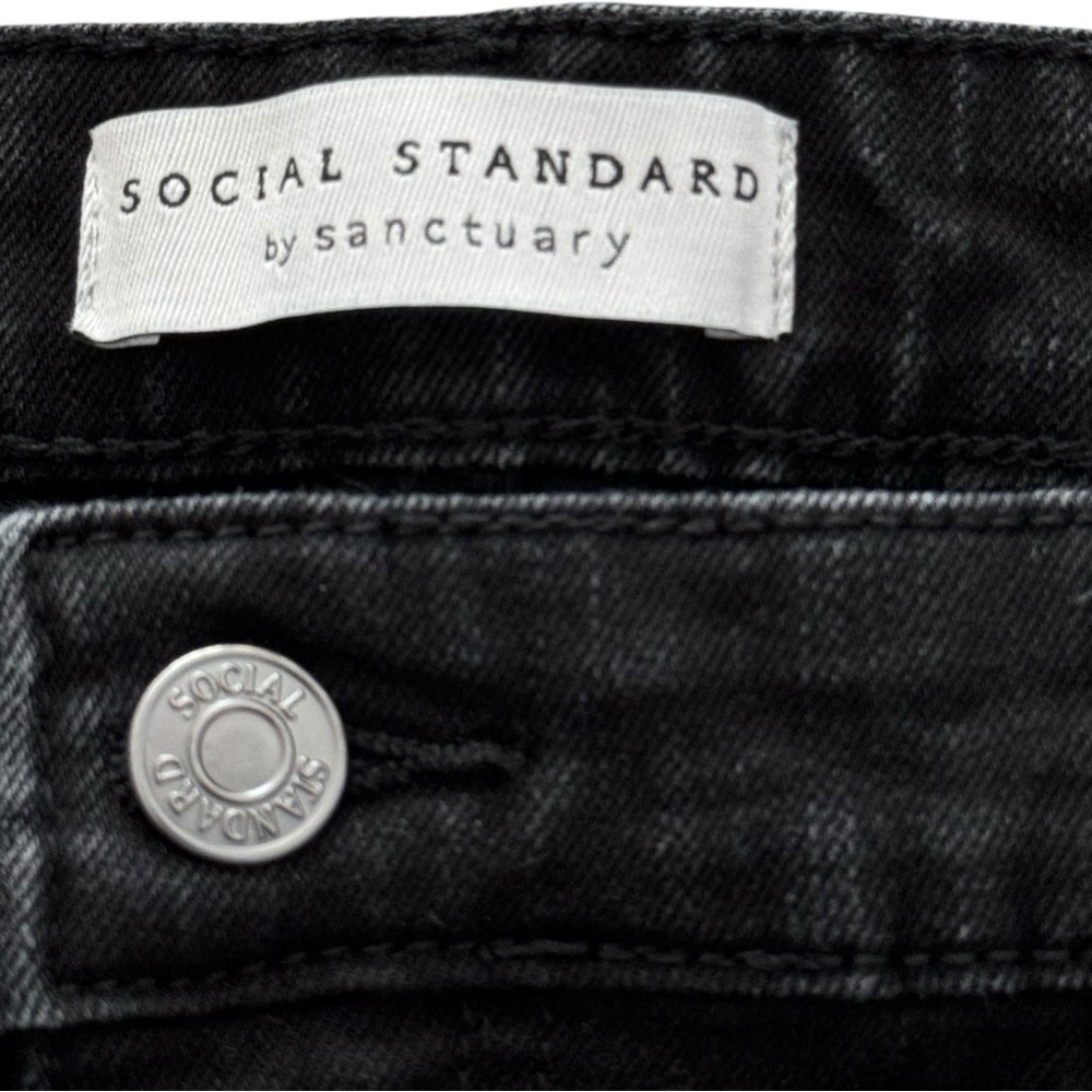 New Social Standard by Sanctuary Size 12 High Rise Crop Stretch Black Denim Jean - Picture 6 of 8